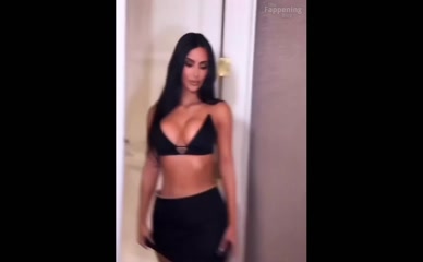 KIM KARDASHIAN WEST in Kim Kardashian Sexy In Black Bra And Short Skirt At City Party