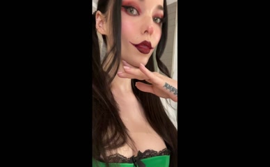 DOVE CAMERON in Dove Cameron Green Bra & Breasts With Lip Makeup