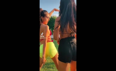 SELENEITOR in Seleneitor Sexy Twerking With A Friend In Tight Short Pants For Tiktok