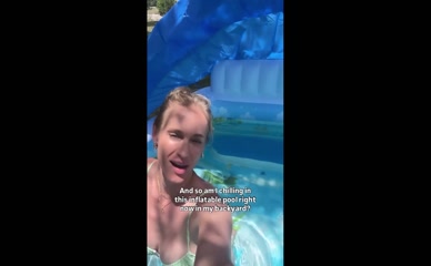 LEVEN RAMBIN NUDE/SEXY SCENE IN LEVEN RAMBIN GREEN BIKINI IN POOL